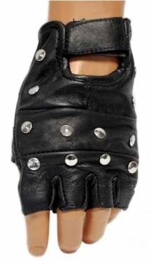 Studded Half Finger Leather Gloves