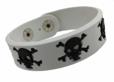 Silicone Armband - Skulls White