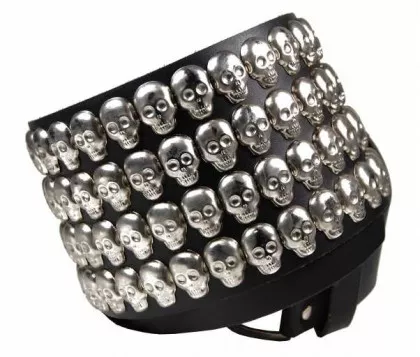 Ledergürtel Totenkopf Nieten 4-reihig