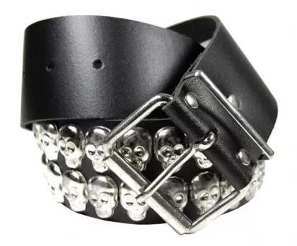 Ledergürtel Totenkopf Nieten 2-reihig