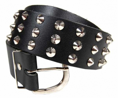 Conical Studded Leather Belt 3 row