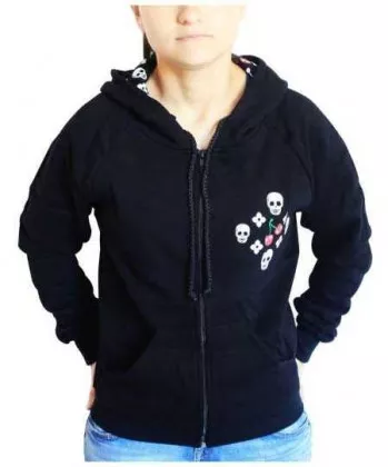 Gothic Kapuzensweatshirt - Cherries & Skulls