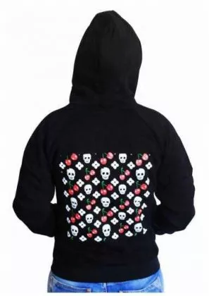 Gothic Kapuzensweatshirt - Cherries & Skulls