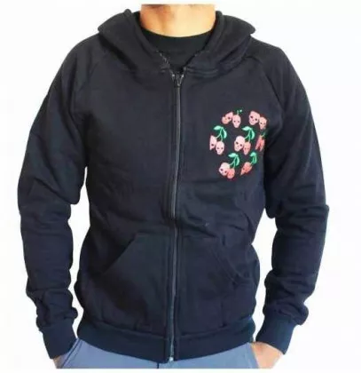 Gothic Kapuzensweatshirt - Cherry & Skulls