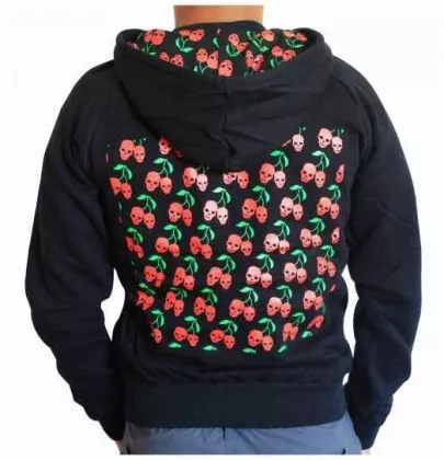 Gothic Kapuzensweatshirt - Cherry & Skulls