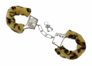 Plüsch Handschellen in Leoparden Optik