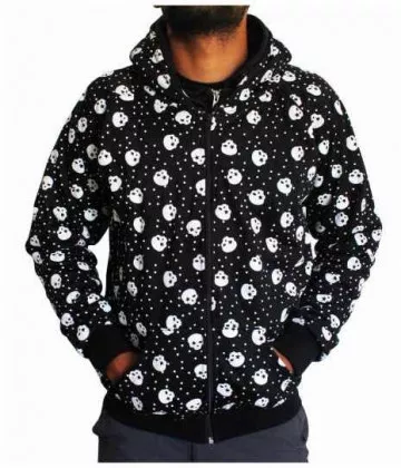 Gothic Kaputzensweatshirt - Skulls & Dots