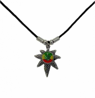 Necklace with Hemp Leaf Rasta Pendant