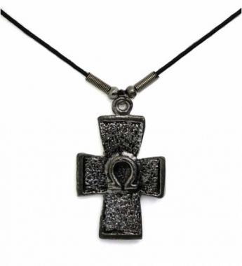 Halskette mit Kreuz und Omega Zeichen