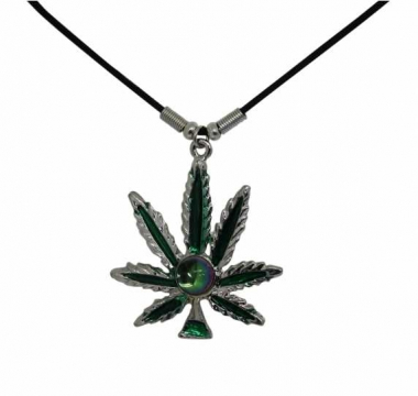 Green Hemp Leaf Necklace