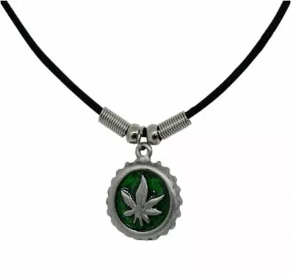 Halsschmuck Cannabis Blatt Anhänger mit Baumwollkordel
