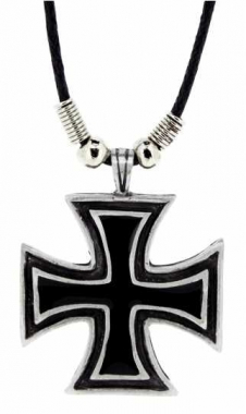 Necklace Iron Cross Pendant with Cotton Cord
