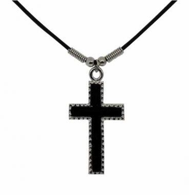 Cotton Cord Chain with middle Age Cross Pewter Pendant