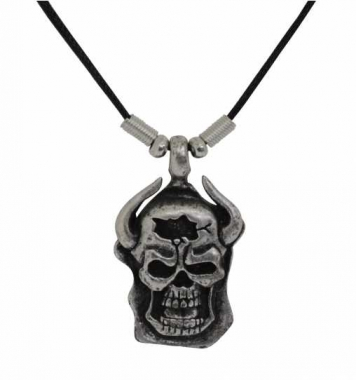 Necklace with Pendant Skull with Horns