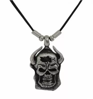 Halskette mit Anhänger Totenkopf mit Hörner