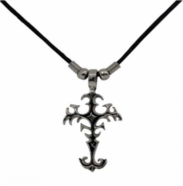 Black Cross Necklace with Cotton Cord