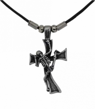 Halskette Sklelett besteigt Kreuz
