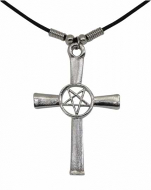 Drudenfuss im Kreuz Gothic Halskette