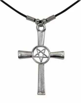 Drudenfuss im Kreuz Gothic Halskette