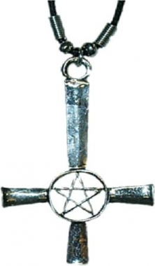 Unisex Halskette Kreuz mit Pentagramm