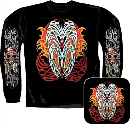 Sweatshirt - Feuer Tribal Mit Totenkopf