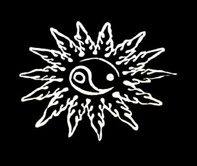 schönes Baumwolltuch in Schwarz mit Yin Yang Motiv