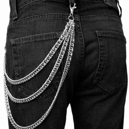 Trouser chain - Biker Chain - 3 row - Chrome