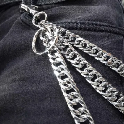 Trouser chain - Biker Chain - 3 row - Chrome