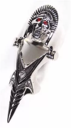Gelenk Fingerring - Totenkopf mit roten Augen