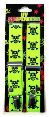 Neon yellow Suspender with a black skull