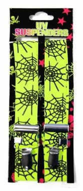 Neon yellow Suspender with a black spider web