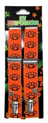 Neon Orange Brass Knuckle Suspenders