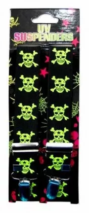 Black Suspenders Yellow Skulls