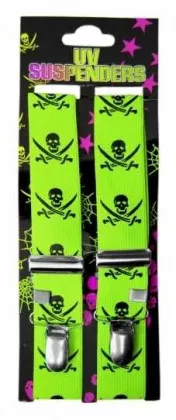 Neon Yellow Suspenders Skulls