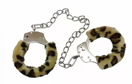 Flauschige Fußschellen - Leopardmuster