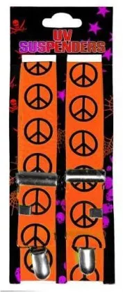 Neonorangene Hosenträger mit Peace-Zeichen