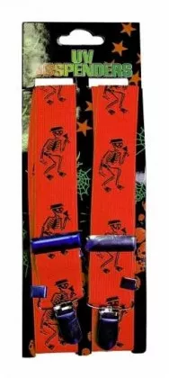 Neonorangene Hosenträger mit Skeletten
