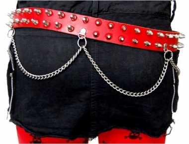 Red Belt - 2 R. Killer Studs with Chain