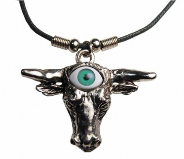 Gothic Halskette Stier mit grünem Auge