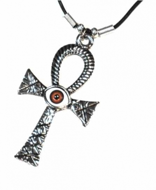 Gothic Halskette Kreuz & braunes Auge