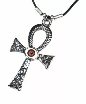 Gothic Halskette Kreuz & braunes Auge