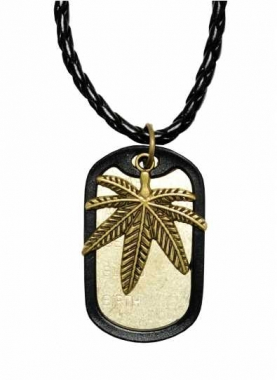 Cool dogtag with  Canabis leaves