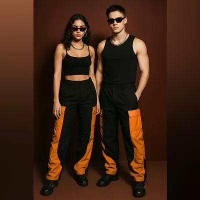 Hose Schwarz - Orange - Cargo Unisex