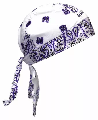 Bandana Kopftuch Weiß, Lila Paisley