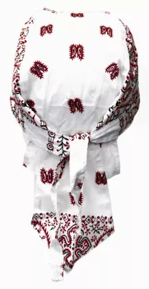 Bandana Cap White and Dark Red Paisley