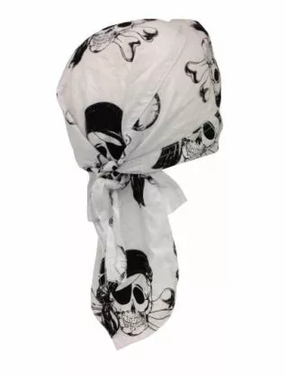 Bandana Cap White Smiling Skull