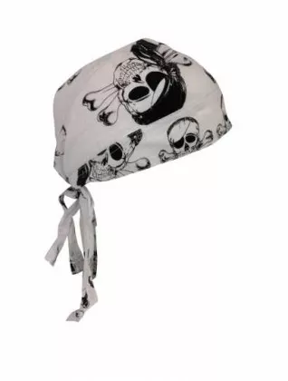 Bandana Kopftuch Weiß & Totenkopf