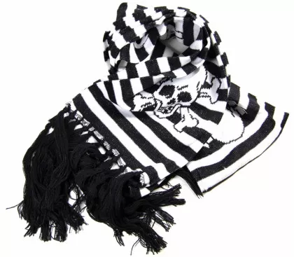 Schal - Mützen & Handschuhe im Set - Totenkopf mit schwarz weißen Streifen