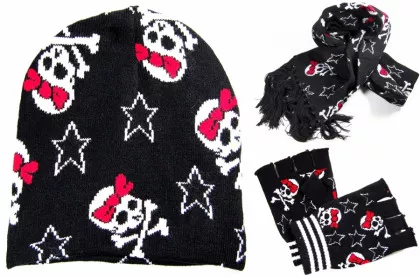 Richtig geiles Schal - Beanie und Handschuhe Set für Rockabellas