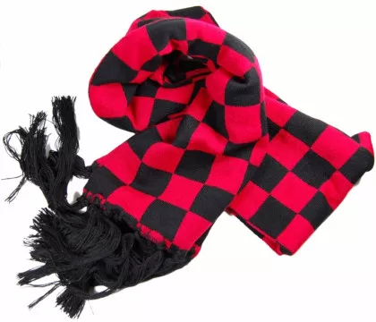 Winter Set mit Schal - Beanie und Handschuhe - rot schwarz Karomuster